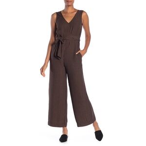 Mac Studio Striped Crepe V-Neck Jumpsuit